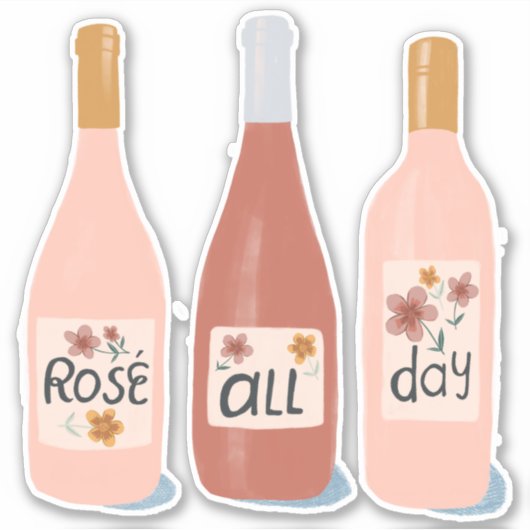 Roos De hele dag door Wijnovers Illustratie Kunst Sticker (Voorkant)