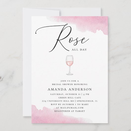 Roos de hele dag. Elegant script roze vrijgezellen Kaart (Voorkant)