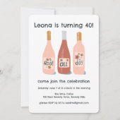 Roos de hele dag grillige wijn aangepaste verjaard kaart (Voorkant)