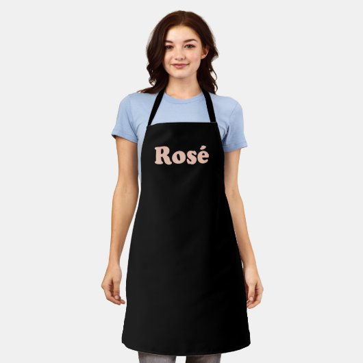 "Roos de hele dag" Roos lichtroze zwart Schort (Gedragen)
