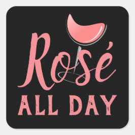 Roos De hele dag roze wijnfeestviering, ZFJ Vierkante Sticker