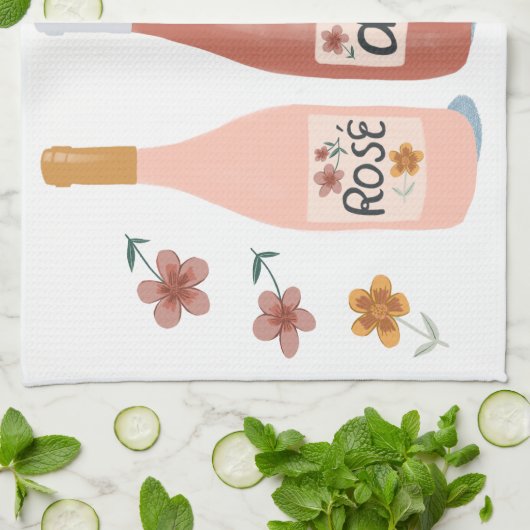 Roos de hele dag van wijnliefhebbers keukenhanddoe theedoek (Gevouwen)