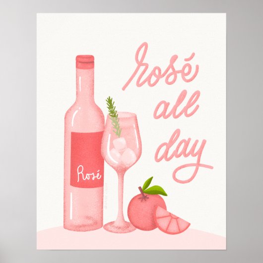 Roos de hele dag wijnbar Poster (Voorkant)