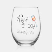 Roos de hele dag wijnglas zonder voet (Voorkant)