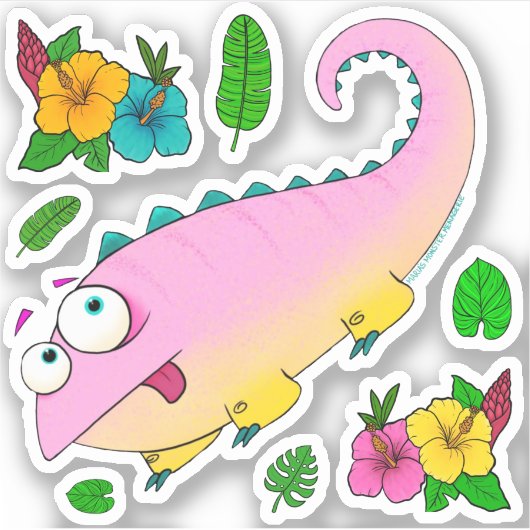 Roos de kameleon, sticker set (Voorkant)