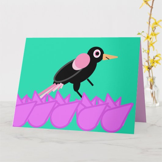 Roos de merel kaart (Gele Bloem)