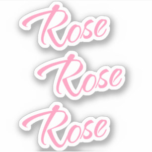 Roos Decoratieve Naam in Roze x3 Sticker