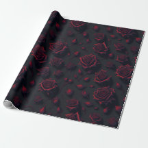 Roos Deep Red Flower Pattern Wrapping Paper