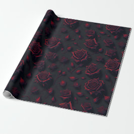 Roos Deep Red Flower Pattern Wrapping Paper Cadeaupapier