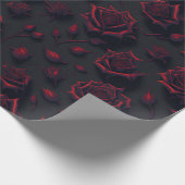 Roos Deep Red Flower Pattern Wrapping Paper Cadeaupapier (Hoek)