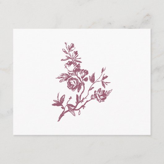 Roos Delight! Roze Bourgogne details trouwkaart Informatiekaartje (Achterkant)