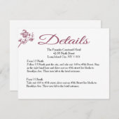 Roos Delight! Roze Bourgondiërode details Trouwkaa Informatiekaartje (Voorkant / Achterkant)