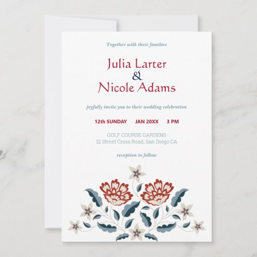  Roos Design  Classic Fusion Bruiloft Kaart (Voorkant)