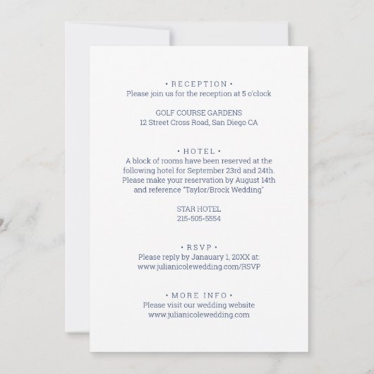 Roos Design  Classic Fusion Bruiloft Kaart (Achterkant)