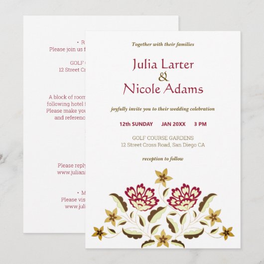  Roos Design  Classic Fusion Bruiloft Kaart (Voorkant / Achterkant)