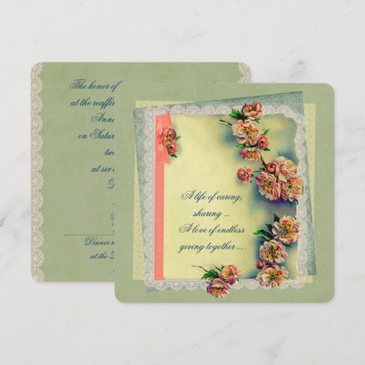 Roos Design for Vow Renewal Kaart (Voorkant / Achterkant)