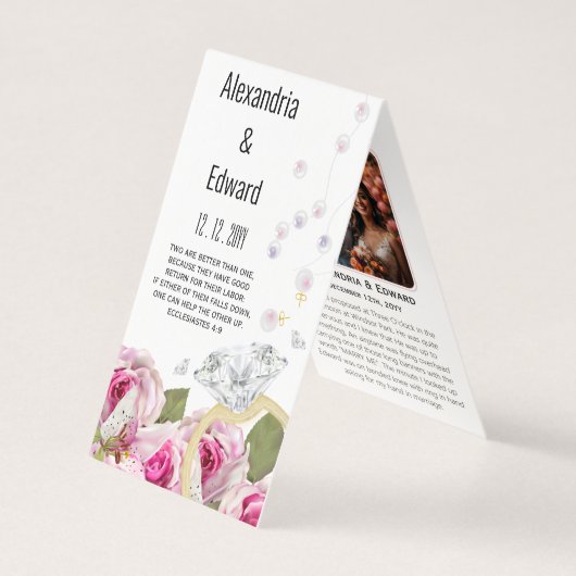 Roos Diamanten Ring Verloving Trouwfoto Kaart (Voorkant)