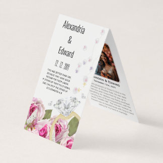 Roos Diamanten Ring Verloving Trouwfoto Kaart