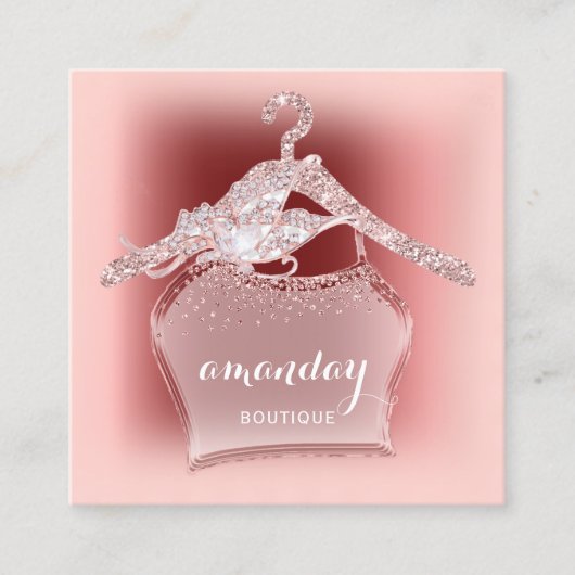 Roos Diamond Cloth Hanger Burgundy Boutique Vierkante Visitekaartje (Voorkant)