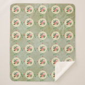 Roos Doily Green Damask Sherpa Deken (Voorkant)