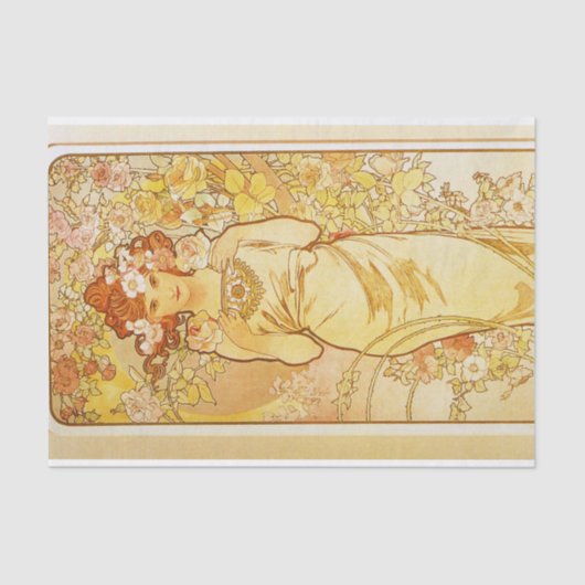 Roos door Alphonse Mucha Tissuepapier (Voorkant)