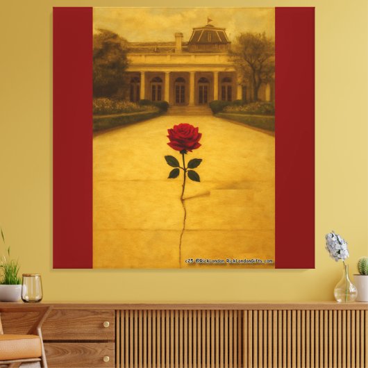 Roos door de scheur: achter de White House Canvas Afdruk (Insitu (Woonkamer))