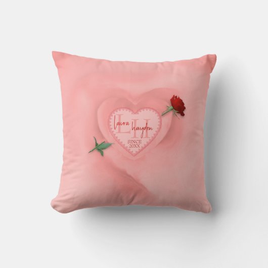 Roos door het hart Sierkussen (Voorkant)