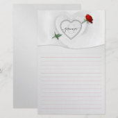 Roos door het hart Stationery Briefpapier (Voorkant / Achterkant)