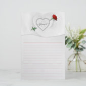 Roos door het hart Stationery Briefpapier (Staand voorkant)