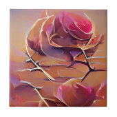 Roos doorn gouden abstracte kunst tegeltje (Voorkant)
