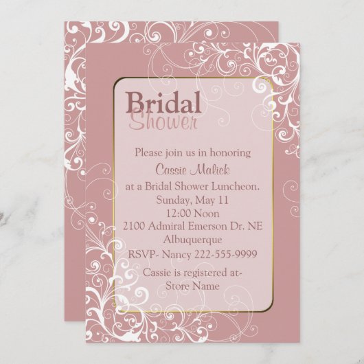 Roos Douane Bridal Shower Uitnodiging (Voorkant / Achterkant)