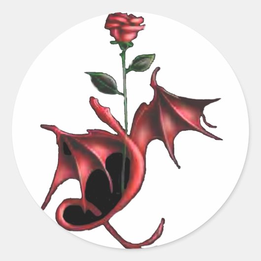 Roos Dragon Ronde Sticker (Voorkant)