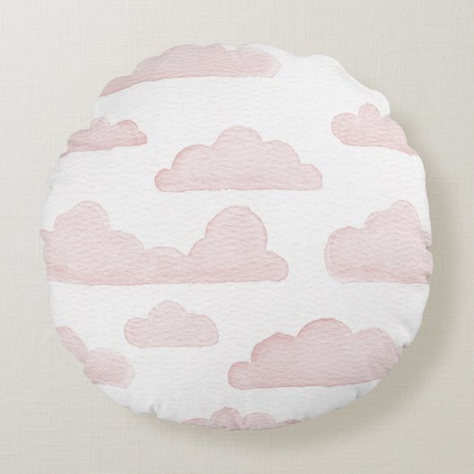 Roos Dreamtime Waterverf Clouds Round Pillow Rond Kussen (Voorkant)