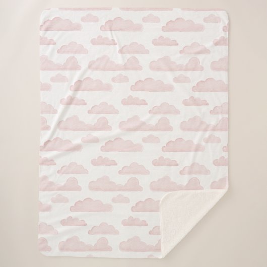 Roos Dreamtime Waterverf Clouds Sherpa Blanket Deken (Voorkant)