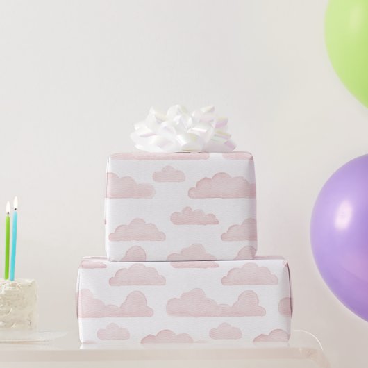 Roos Dreamtime Waterverf Clouds Wrapping Paper Cadeaupapier (Feestgeschenken)