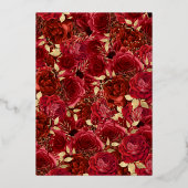 Roos Dress Masquerade Party Red Gold Quinceanera Folie Uitnodiging (Achterkant)