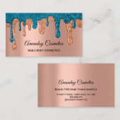 Roos drijft nagels Wax Makeup body Cosmetics Blauw Visitekaartje (Voorkant / Achterkant)