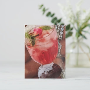 Roos Drink en Juwelen Mixed Media Collage Briefkaart
