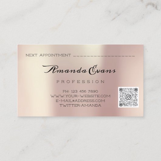 Roos druppels Glitter Body Massage Care QRCODE Log Afsprakenkaartje (Achterkant)