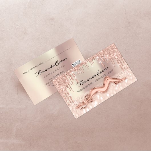 Roos druppels Glitter Body Massage Care QRCODE Log Afsprakenkaartje