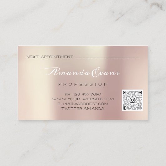 Roos druppels Glitter injectiespuit Botox SPA Afsprakenkaartje (Achterkant)