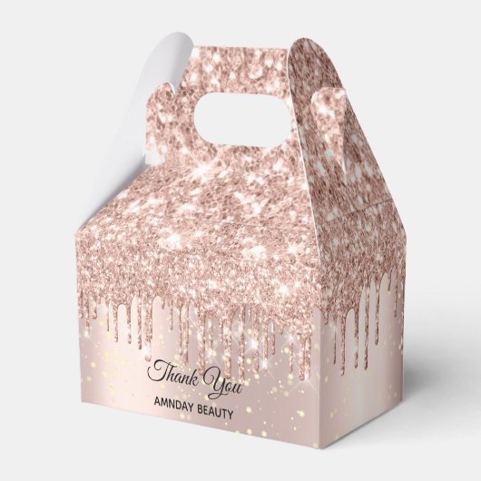 Roos druppels Glitter Sweet 16th Bridal Wedding Gl Bedankdoosjes (Achterkant)