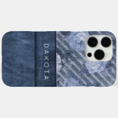  Roos | Dustblauw vlasleder Case-Mate iPhone Case (Achterkant (horizontaal))