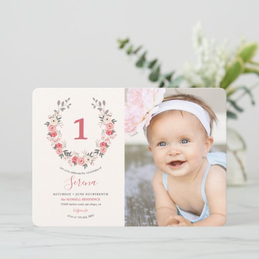 Roos eerste geboorte kaart (Staand voorkant)