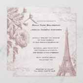 Roos Eiffeltoren bruiloft uitnodiging (Voorkant / Achterkant)