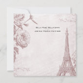 Roos Eiffeltoren bruiloft uitnodiging (Achterkant)