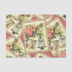  Roos, Eiffeltoren en Briefkaart voor vogelkooien Tissuepapier