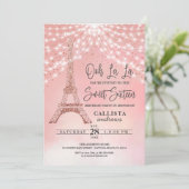 Roos Eiffeltoren Glitters Schittert Lichten Zoete  Kaart (Staand voorkant)