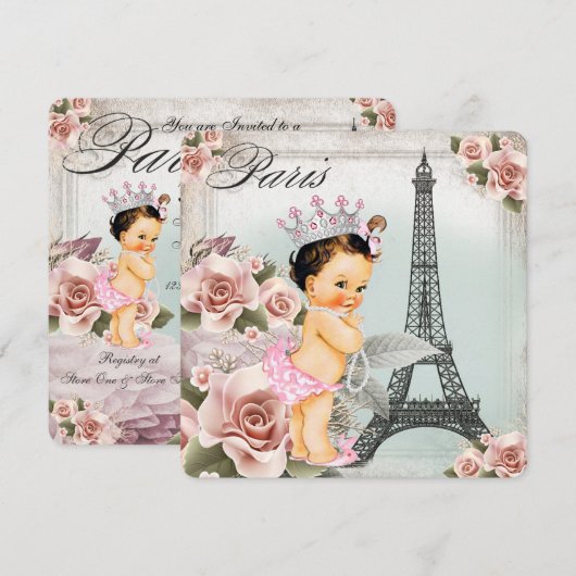  Roos Eiffeltoren Parijs Baby shower Kaart (Voorkant / Achterkant)
