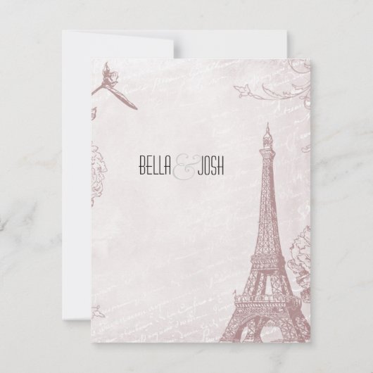 Roos Eiffeltoren sparen de Datum Save The Date (Achterkant)